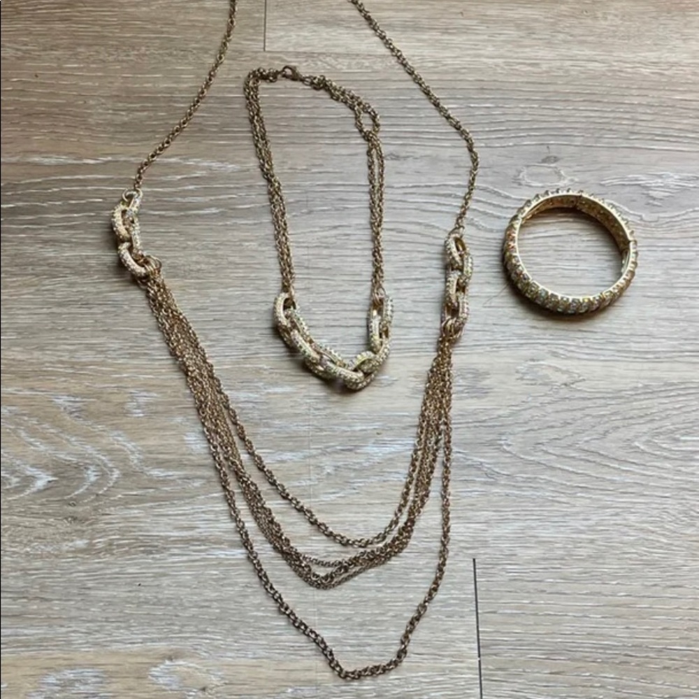 Charming Charlie Double Necklace and Bracelet Set